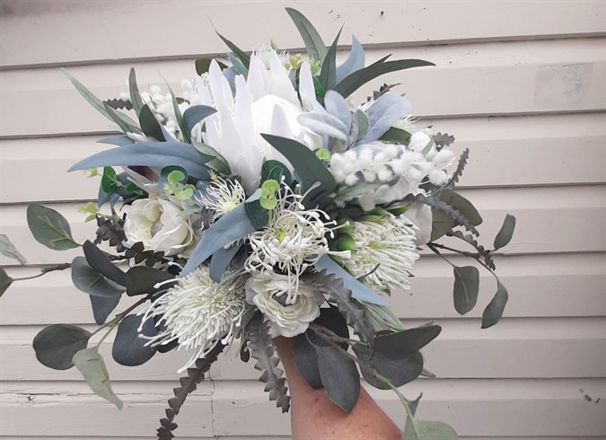 White Wedding Bouquet Rustic Native Faux Flowers Laplume